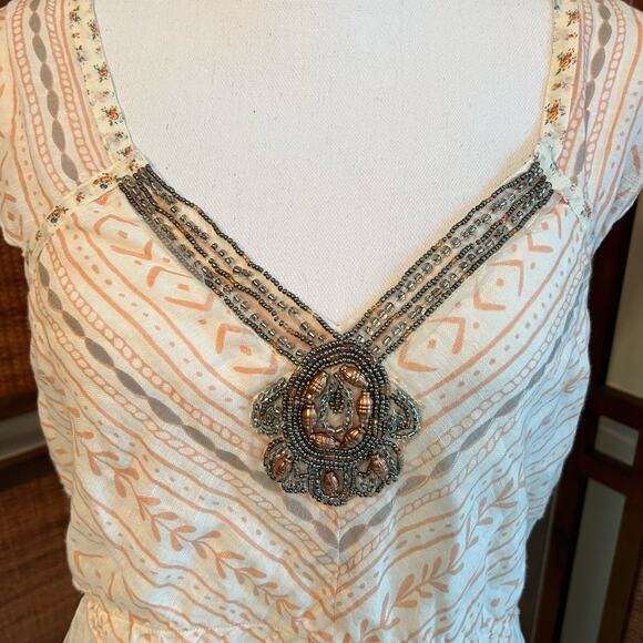 New Free People Sleeveless Boho Festival Top Beaded Size Large - Picture 2 of 11